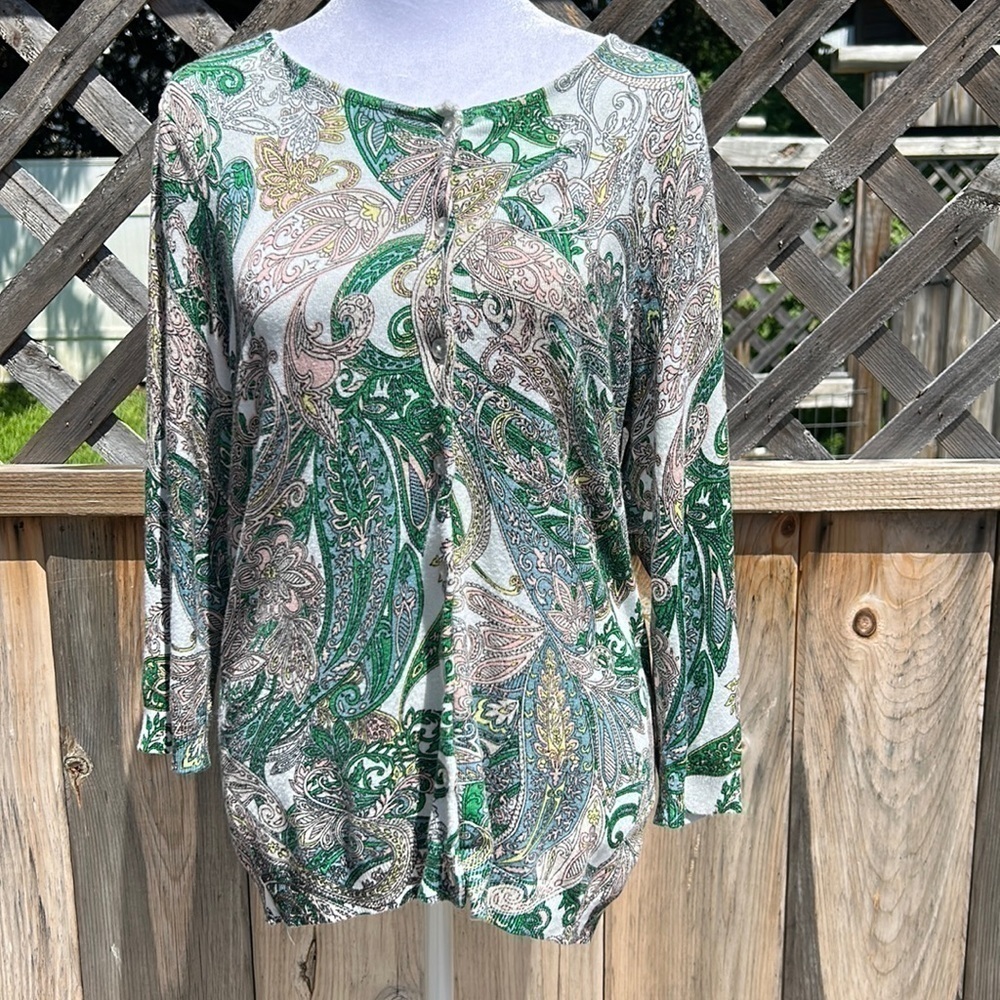 Roz & Ali Paisley Garden Cardi Size Medium